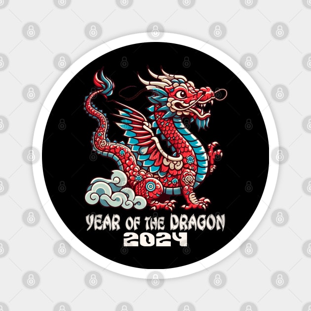 Happy New Year 2024 Chinese New Year 2024 Year of the Dragon Magnet by Etopix